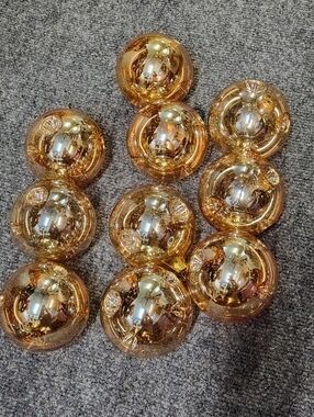 Gold Mercury Glass Decorative Christmas Ornaments Pier 1 One - Set Of 10